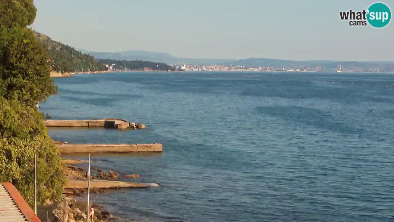 Gostilna BellaRiva kamera | Trst obala – pogled na Miramarski grad