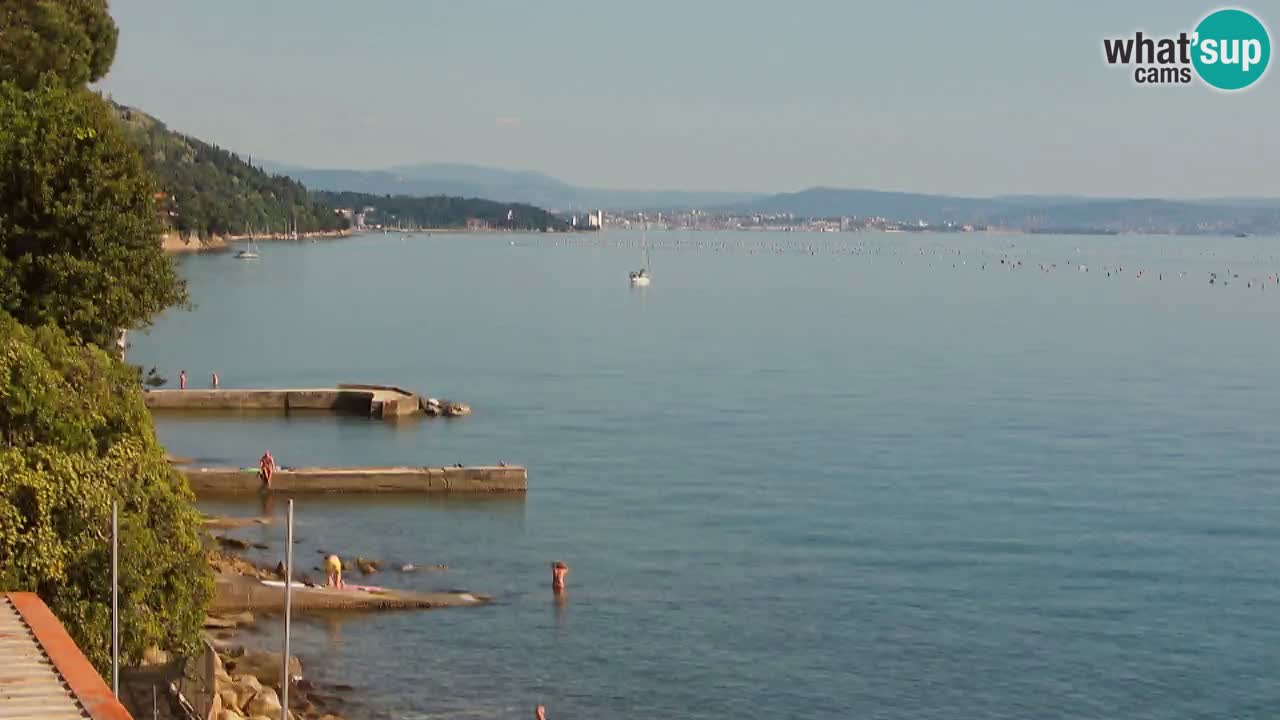 Gostilna BellaRiva kamera | Trst obala – pogled na Miramarski grad