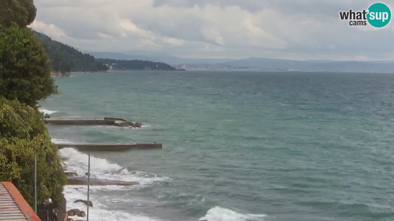Trattoria BellaRiva webcam | Trieste costiera e castello di Miramare
