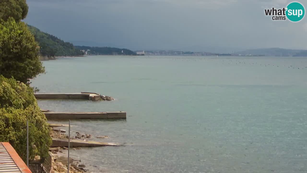 Gostilna BellaRiva kamera | Trst obala – pogled na Miramarski grad