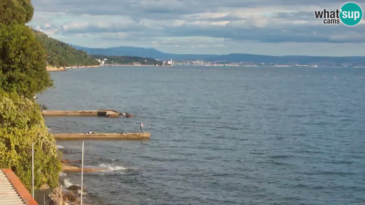 Trattoria BellaRiva webcam | Trieste costiera e castello di Miramare