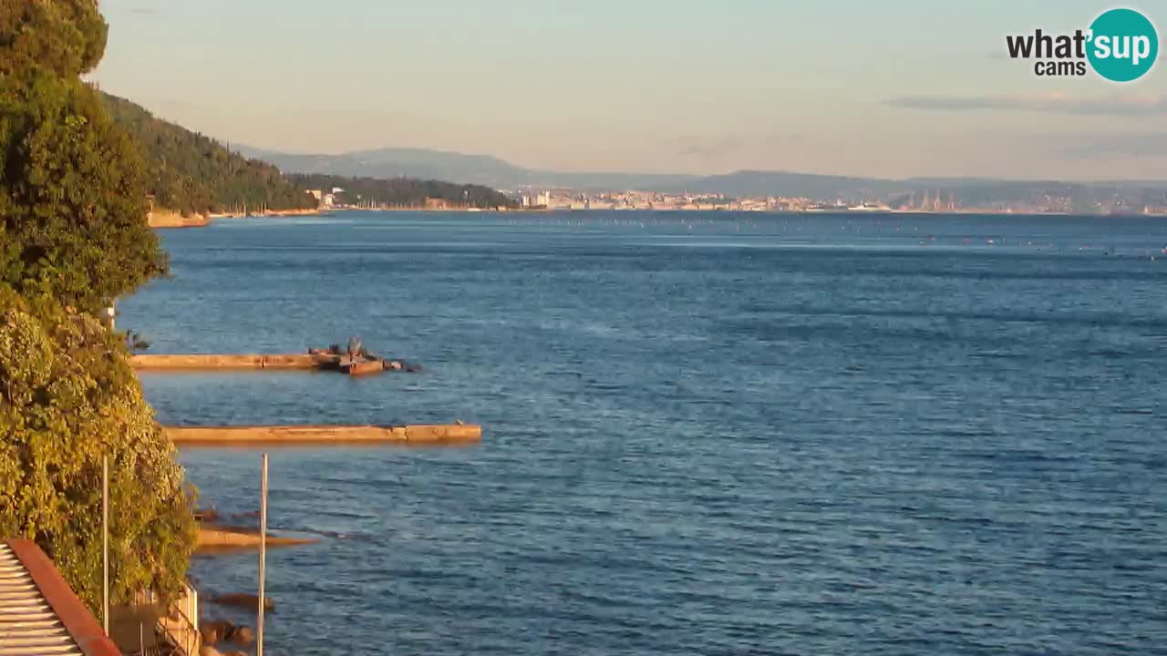 Trattoria BellaRiva webcam | Trieste costiera e castello di Miramare