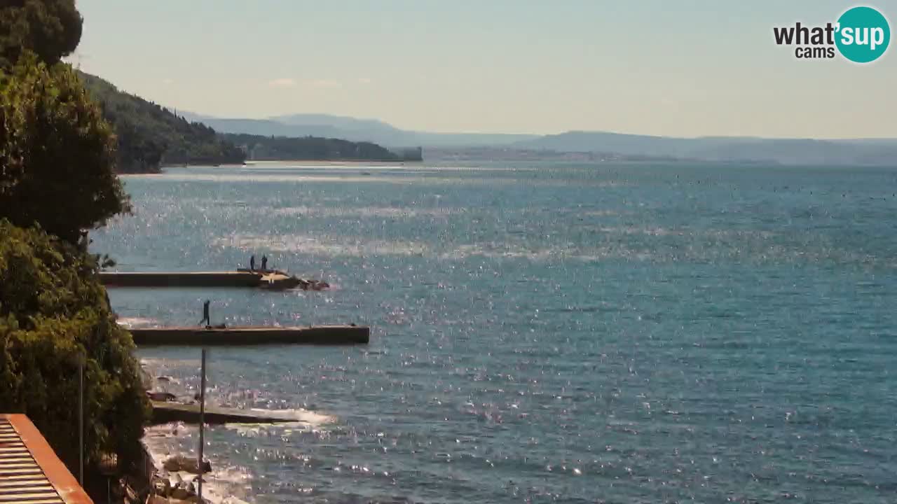 Gostilna BellaRiva kamera | Trst obala – pogled na Miramarski grad