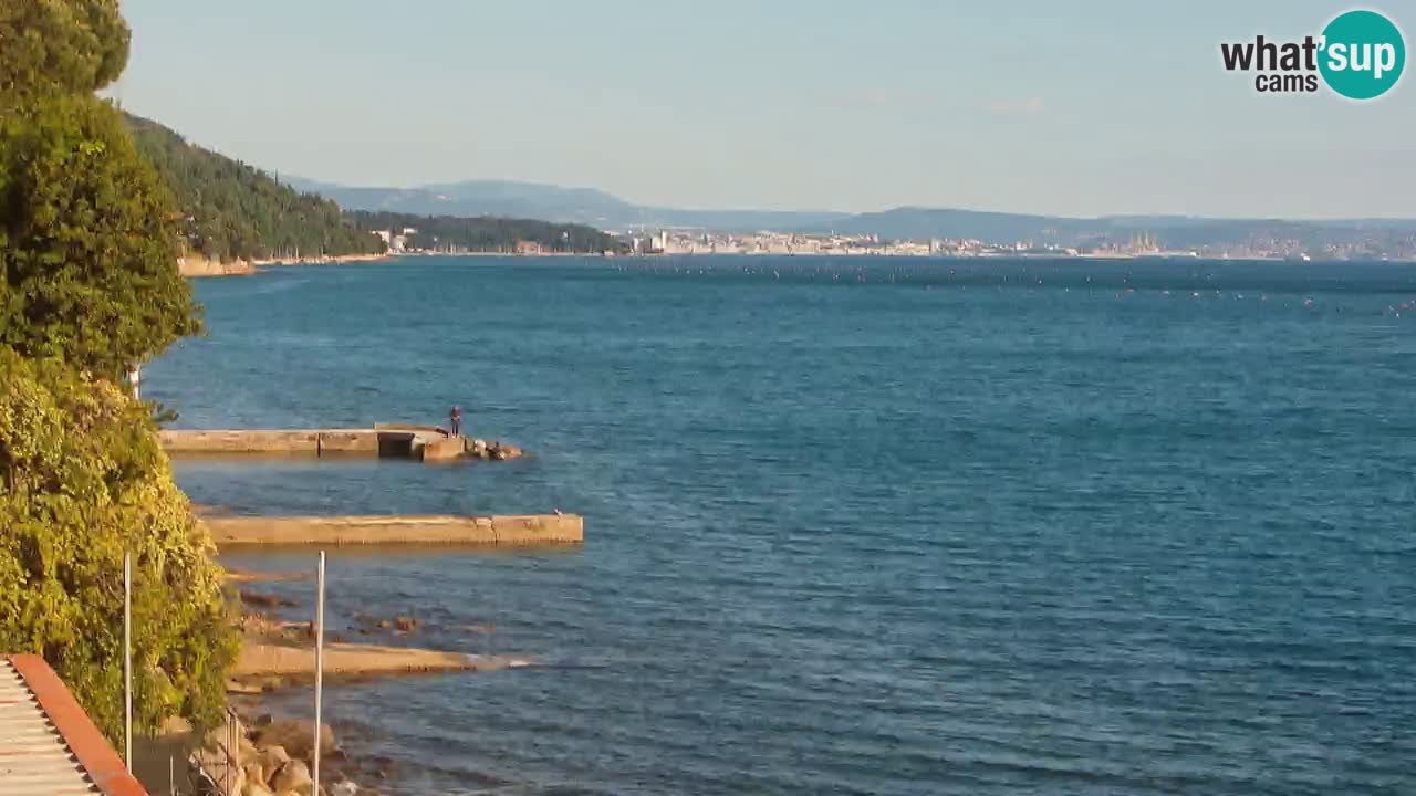 Trattoria BellaRiva webcam | Trieste costiera e castello di Miramare