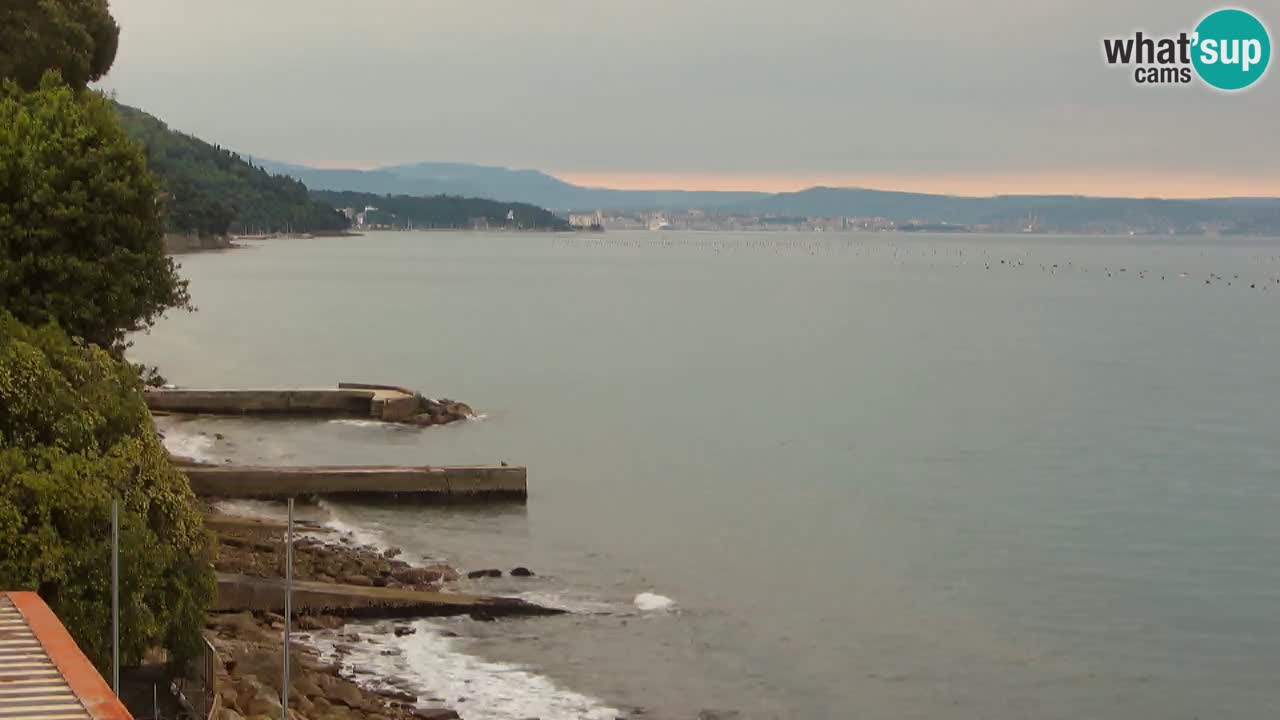 Gostilna BellaRiva kamera | Trst obala – pogled na Miramarski grad