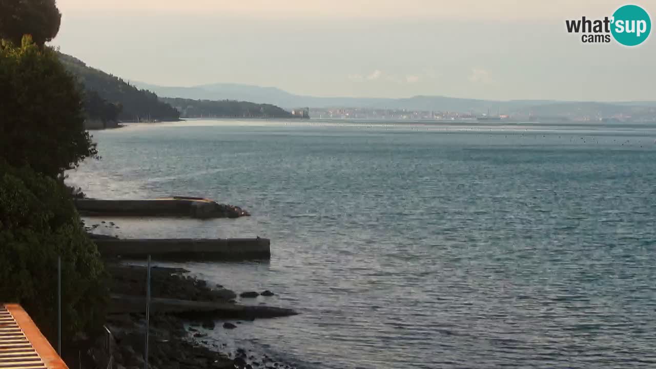 Trattoria BellaRiva webcam | Trieste costiera e castello di Miramare