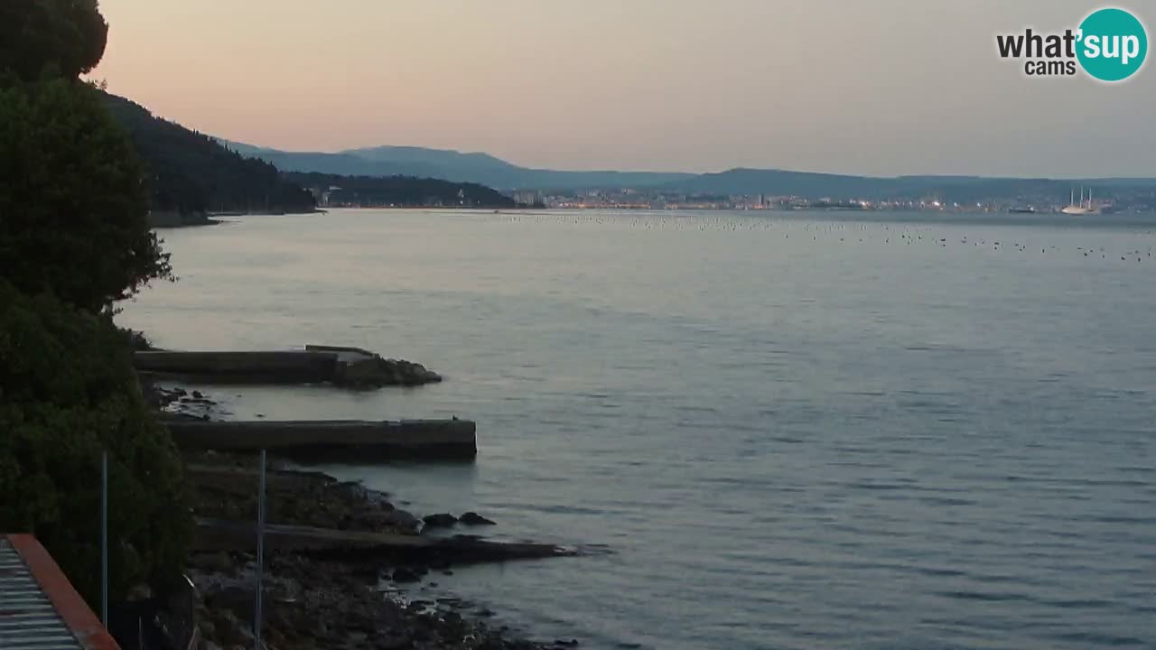 Trattoria BellaRiva webcam | Trieste costiera e castello di Miramare