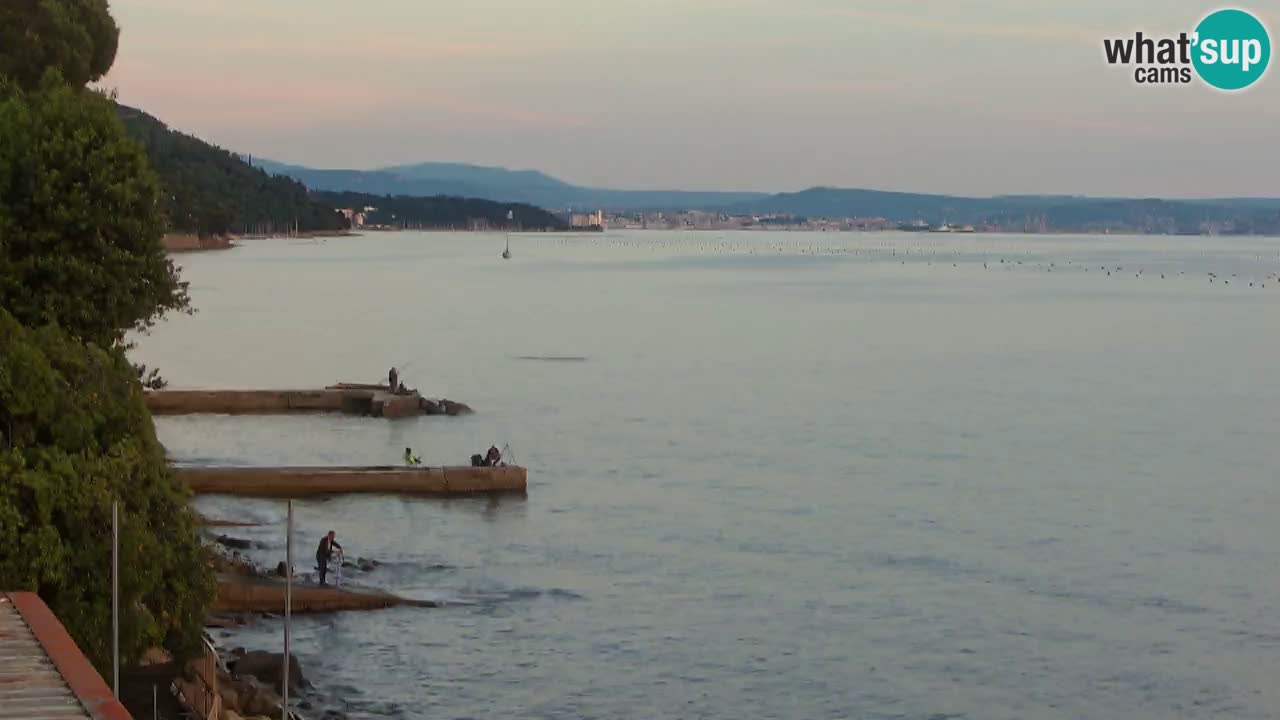 Gostilna BellaRiva kamera | Trst obala – pogled na Miramarski grad