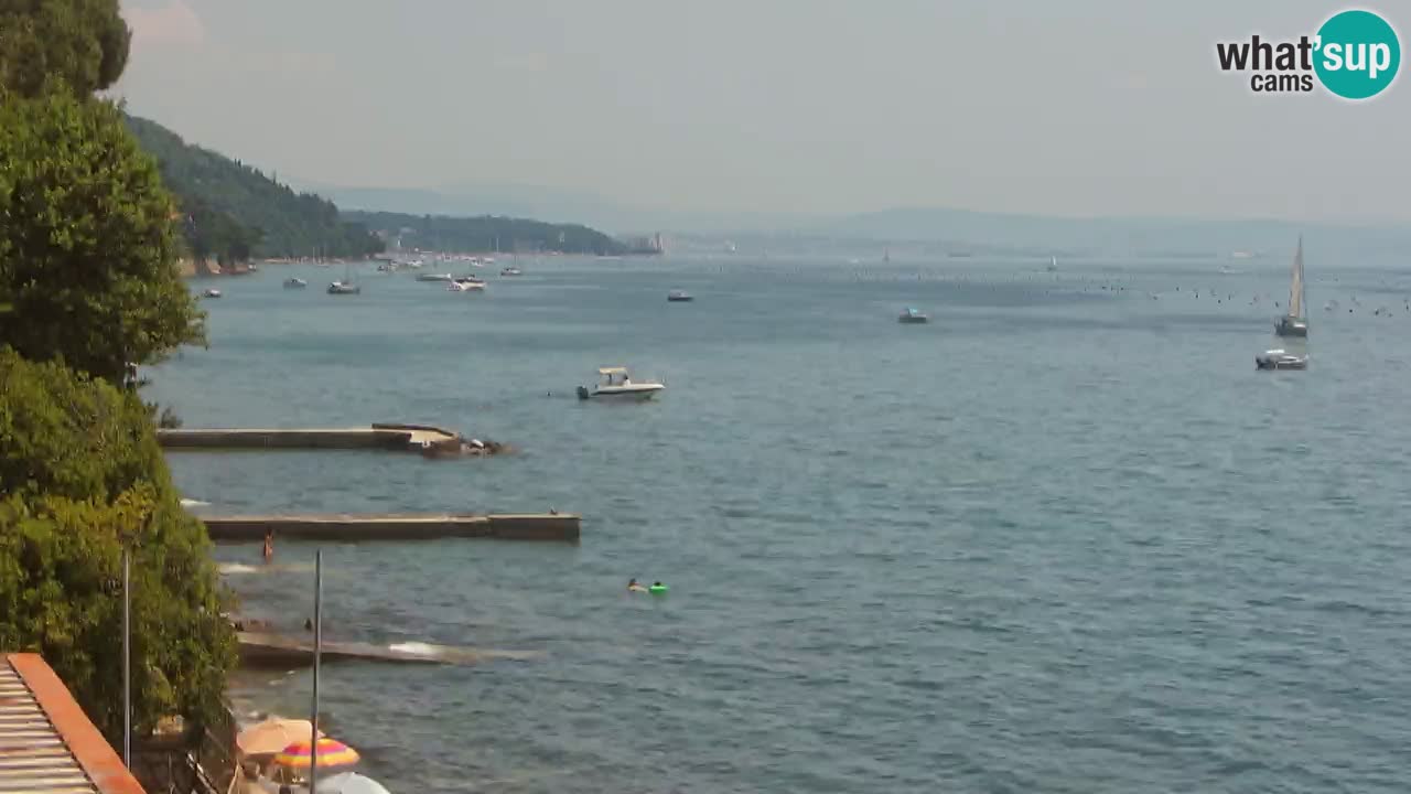 Trattoria BellaRiva webcam | Trieste costiera e castello di Miramare
