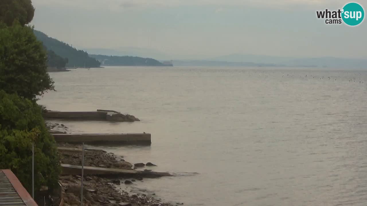 Trattoria BellaRiva webcam | Trieste costiera e castello di Miramare