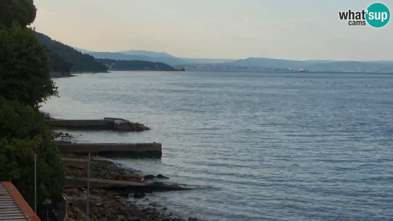 Trattoria BellaRiva webcam | Trieste costiera e castello di Miramare