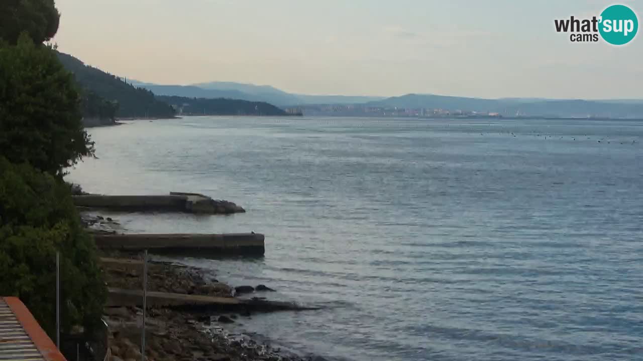 Trattoria BellaRiva webcam | Trieste costiera e castello di Miramare