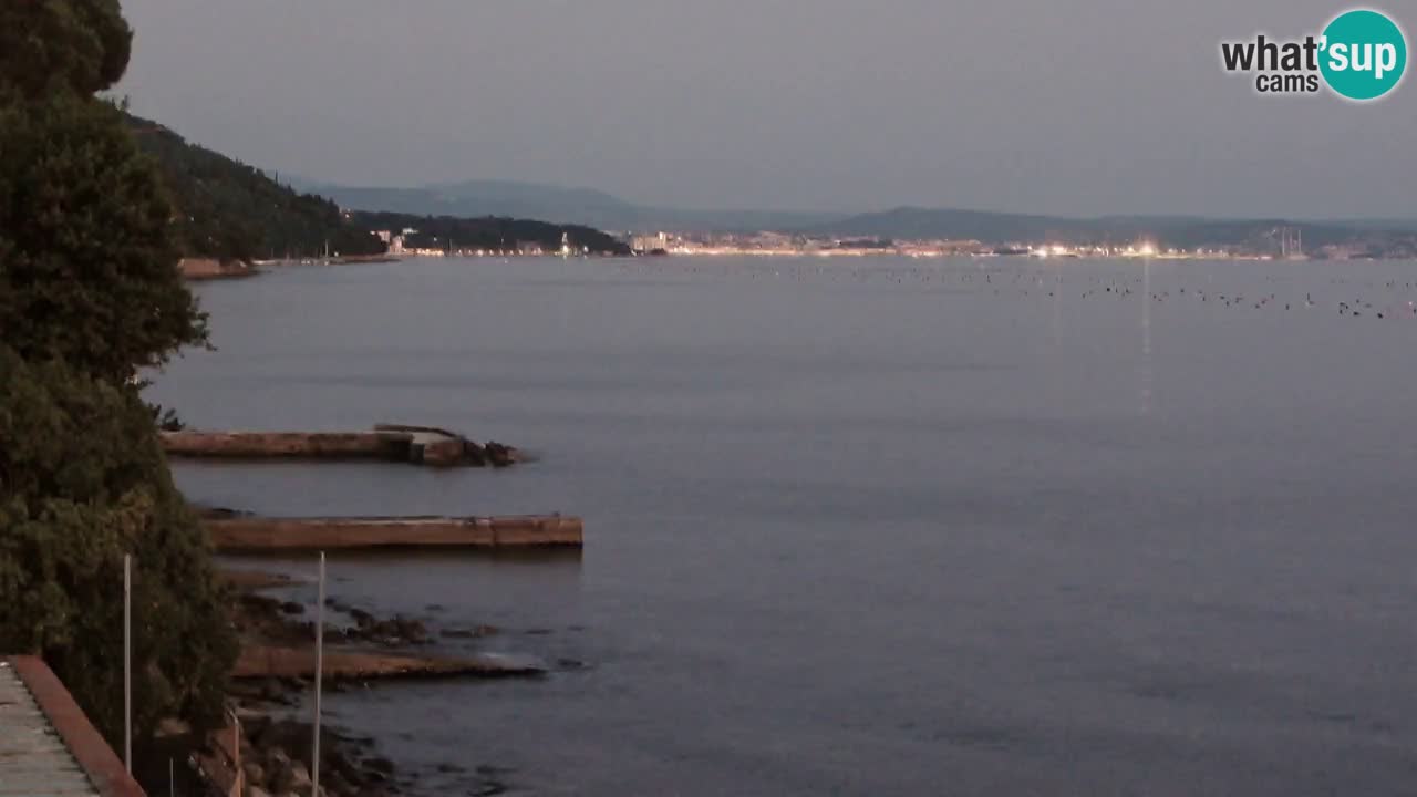 Trattoria BellaRiva webcam | Trieste costiera e castello di Miramare