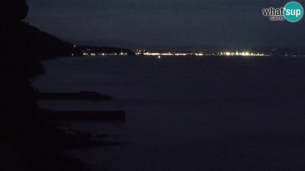 Trattoria BellaRiva webcam | Trieste costiera e castello di Miramare