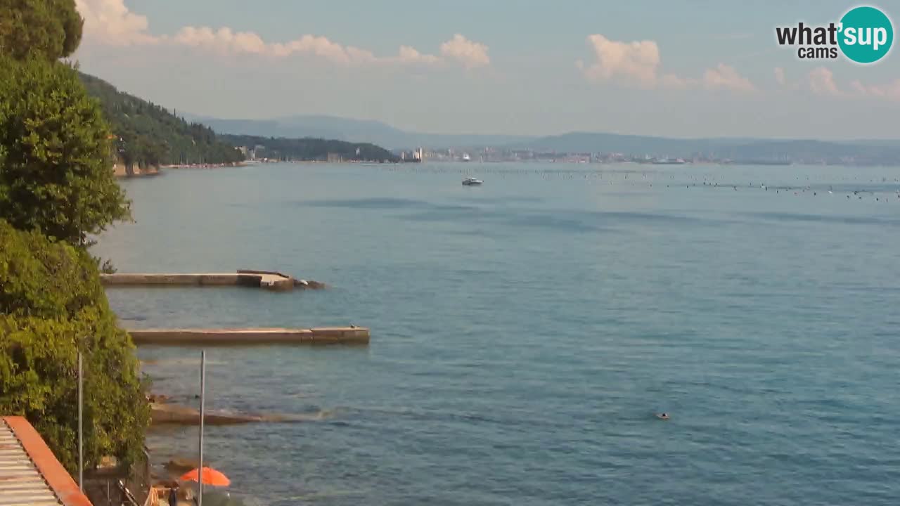 Web kamera restorana BellaRiva | Obala Trsta – pogled na dvorac Miramare