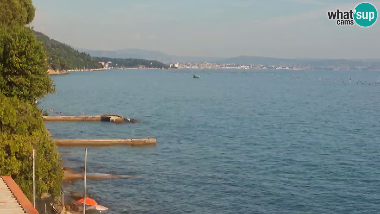 Gostilna BellaRiva kamera | Trst obala – pogled na Miramarski grad