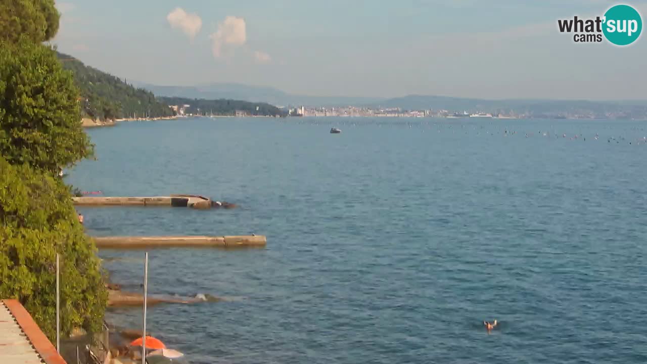 Gostilna BellaRiva kamera | Trst obala – pogled na Miramarski grad