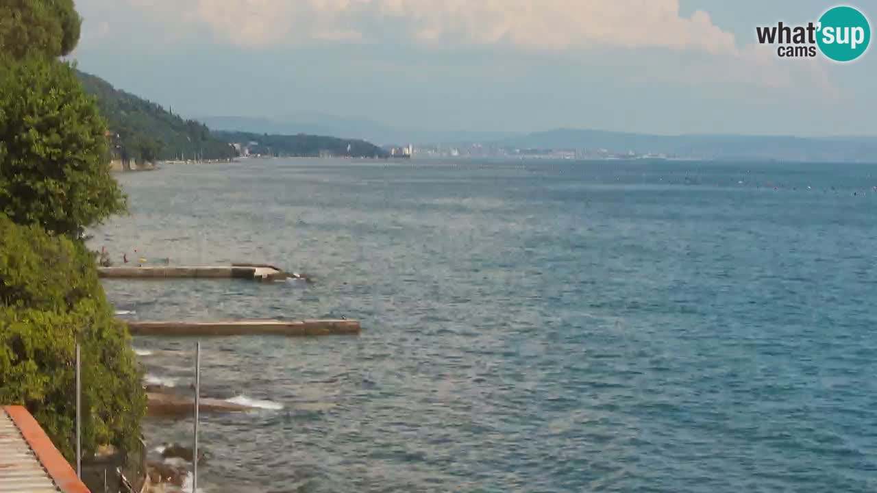 Trattoria BellaRiva webcam | Trieste costiera e castello di Miramare