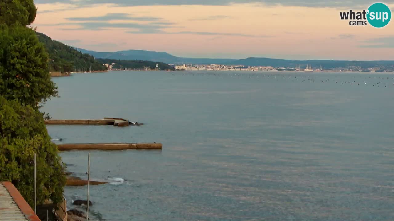 Gostilna BellaRiva kamera | Trst obala – pogled na Miramarski grad