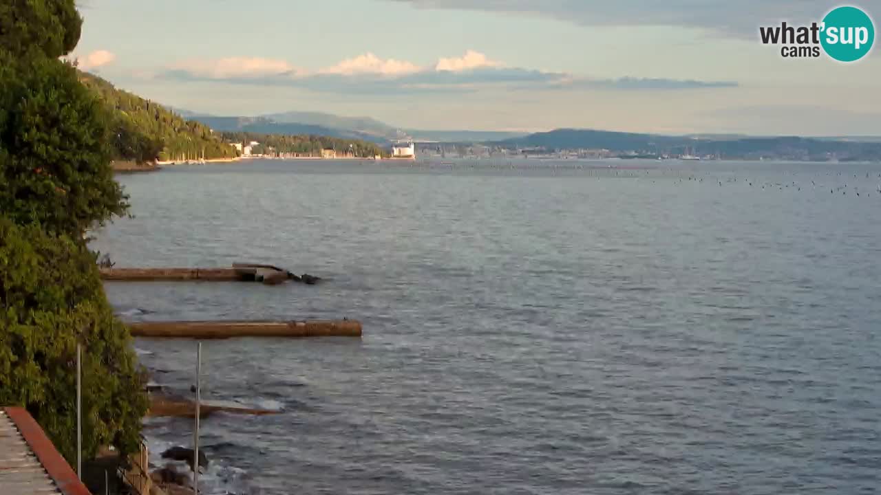 Trattoria BellaRiva webcam | Trieste costiera e castello di Miramare