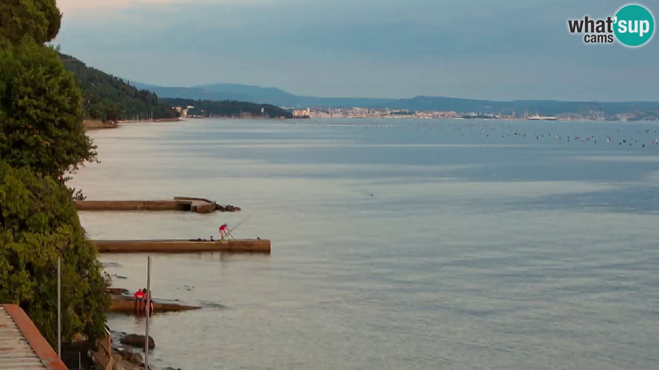 Gostilna BellaRiva kamera | Trst obala – pogled na Miramarski grad