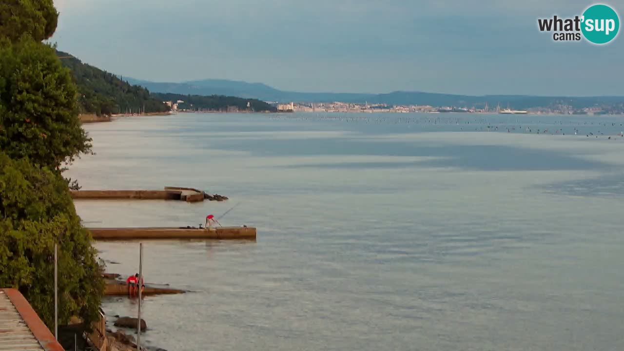 Trattoria BellaRiva webcam | Trieste costiera e castello di Miramare