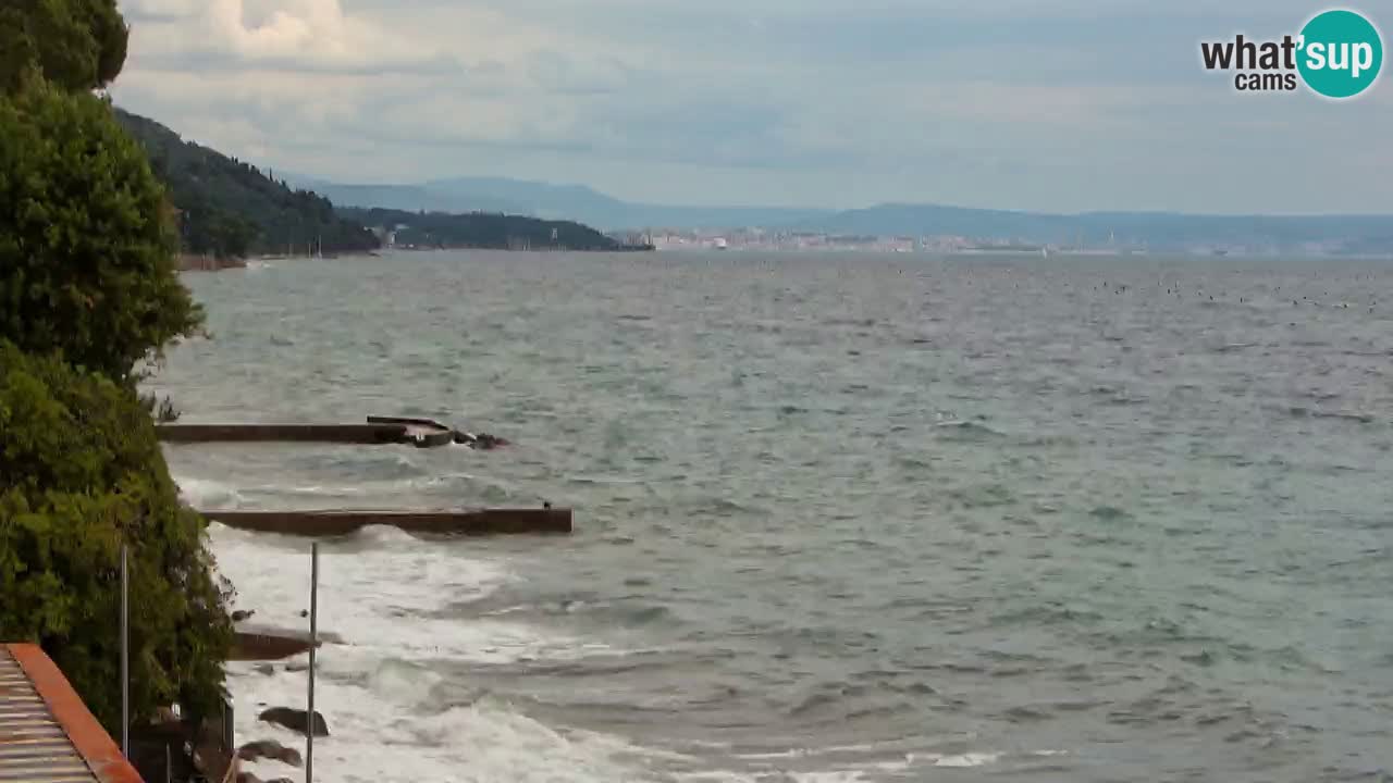 Gostilna BellaRiva kamera | Trst obala – pogled na Miramarski grad