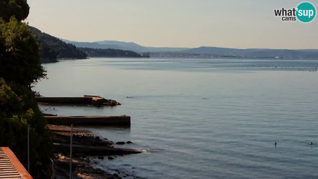 Gostilna BellaRiva kamera | Trst obala – pogled na Miramarski grad