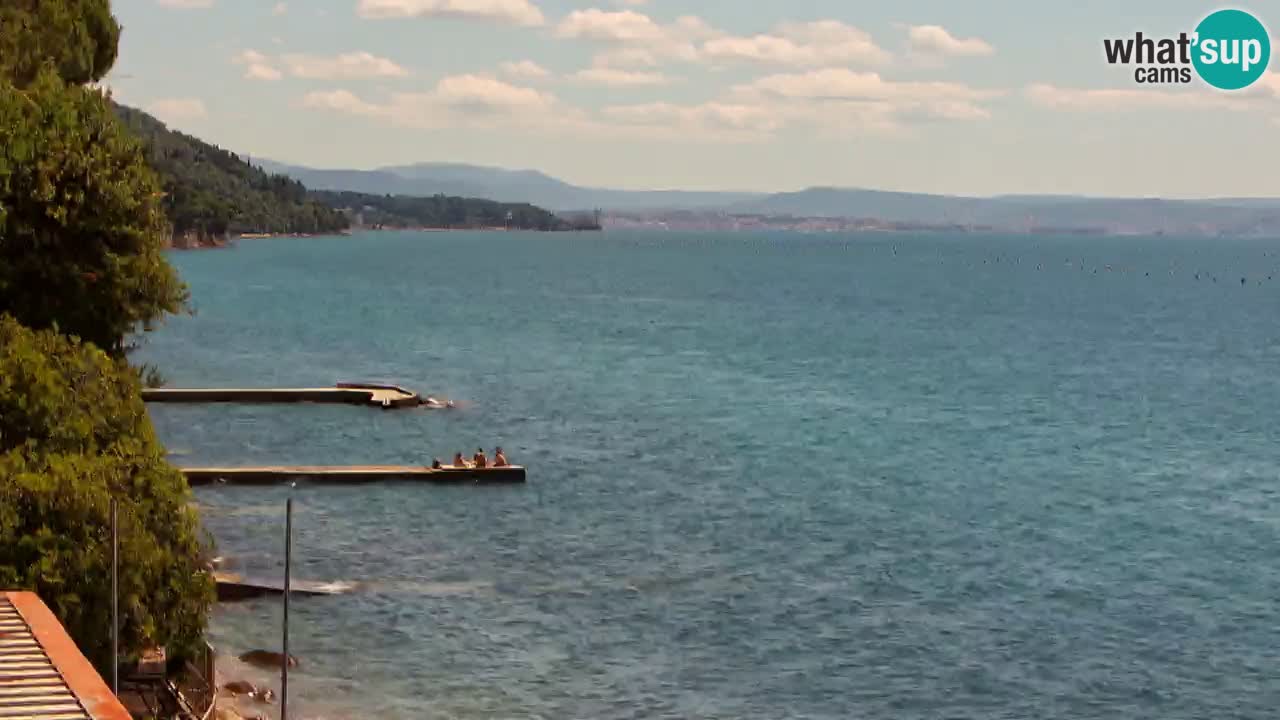 Gostilna BellaRiva kamera | Trst obala – pogled na Miramarski grad