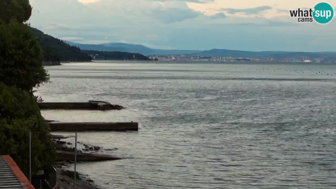 Trattoria BellaRiva webcam | Trieste costiera e castello di Miramare