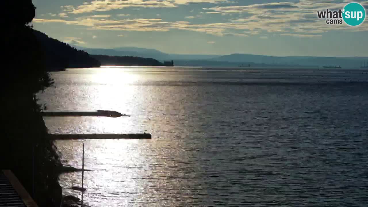 Trattoria BellaRiva webcam | Trieste costiera e castello di Miramare