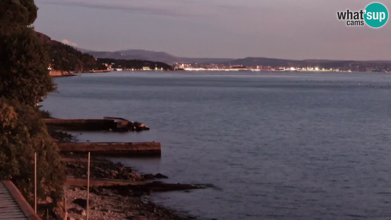 Trattoria BellaRiva webcam | Trieste costiera e castello di Miramare