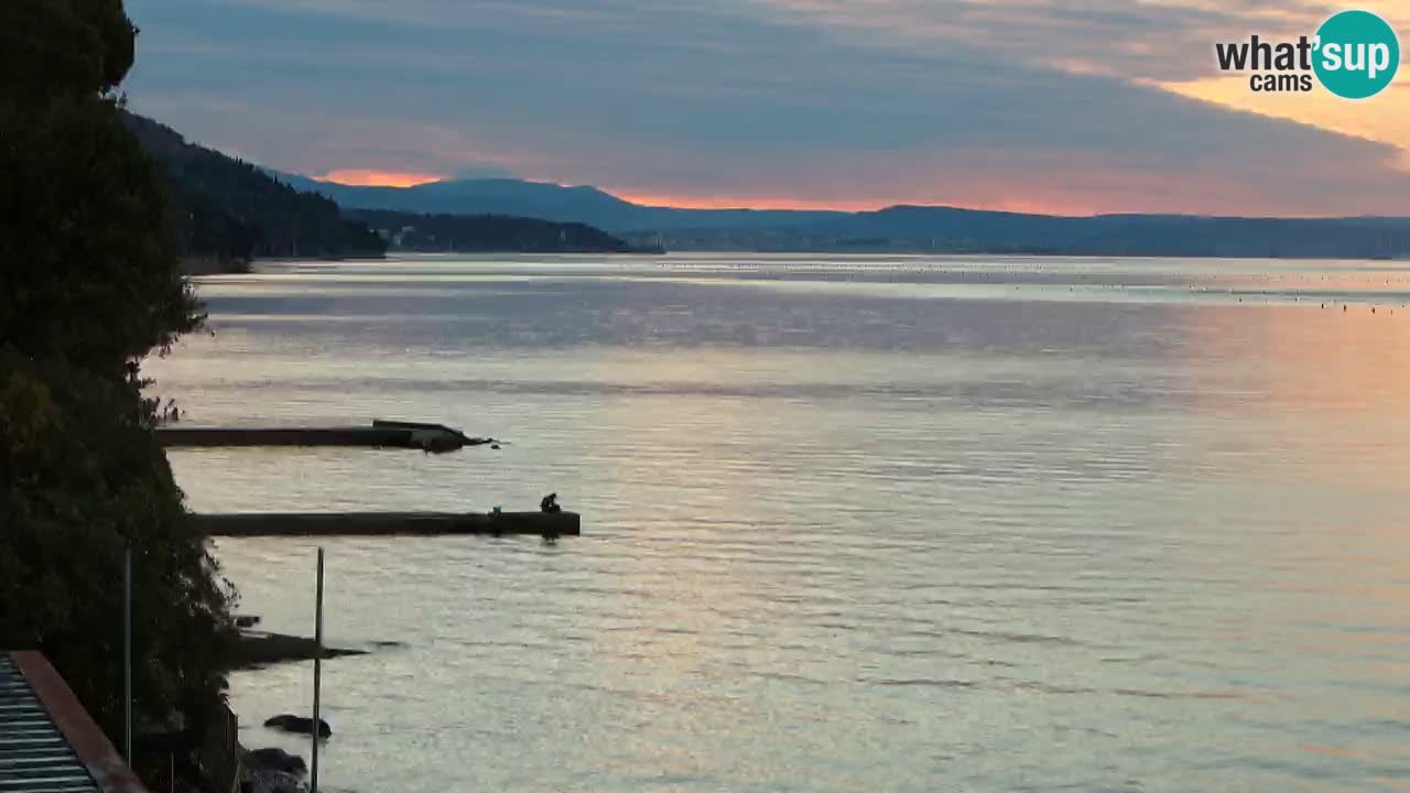 Gostilna BellaRiva kamera | Trst obala – pogled na Miramarski grad