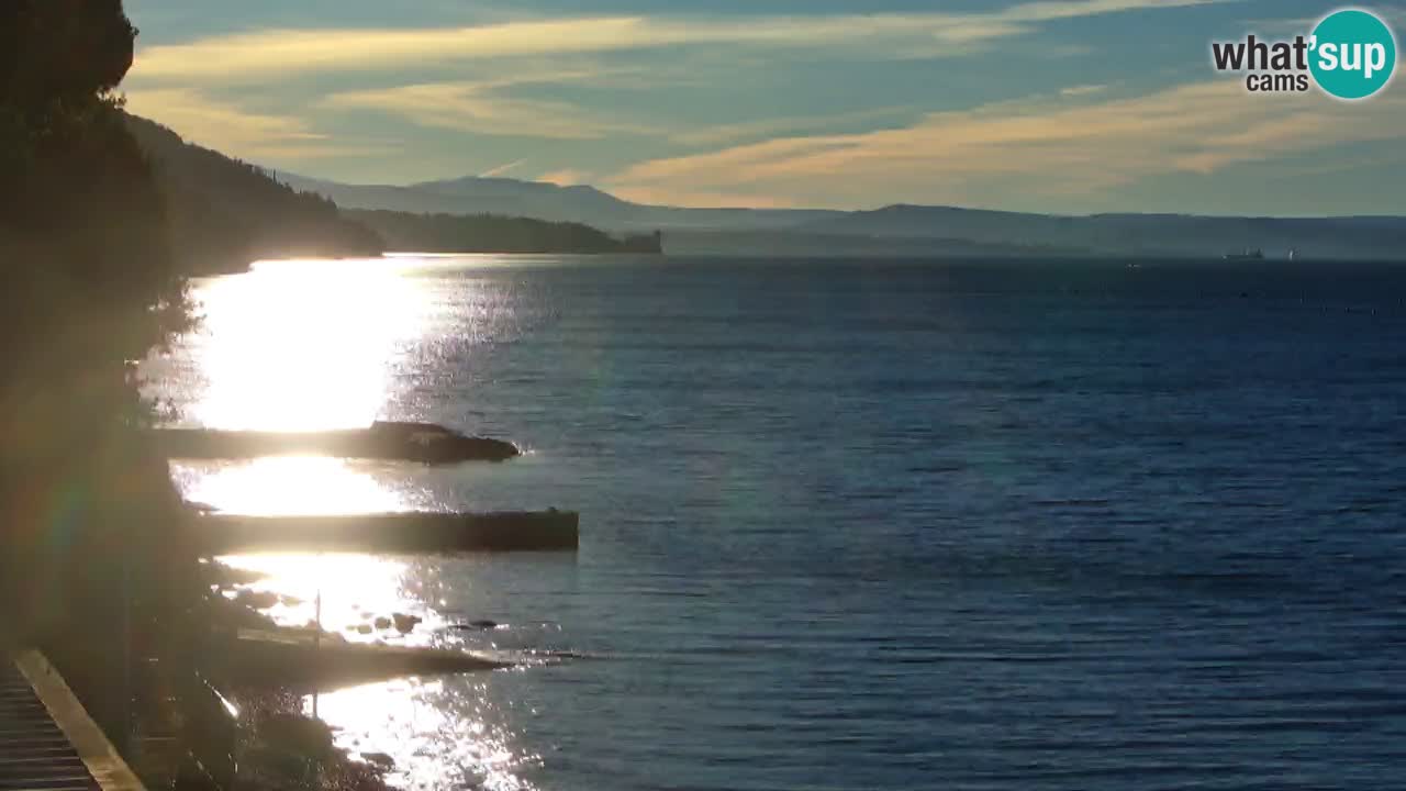 Trattoria BellaRiva webcam | Trieste costiera e castello di Miramare