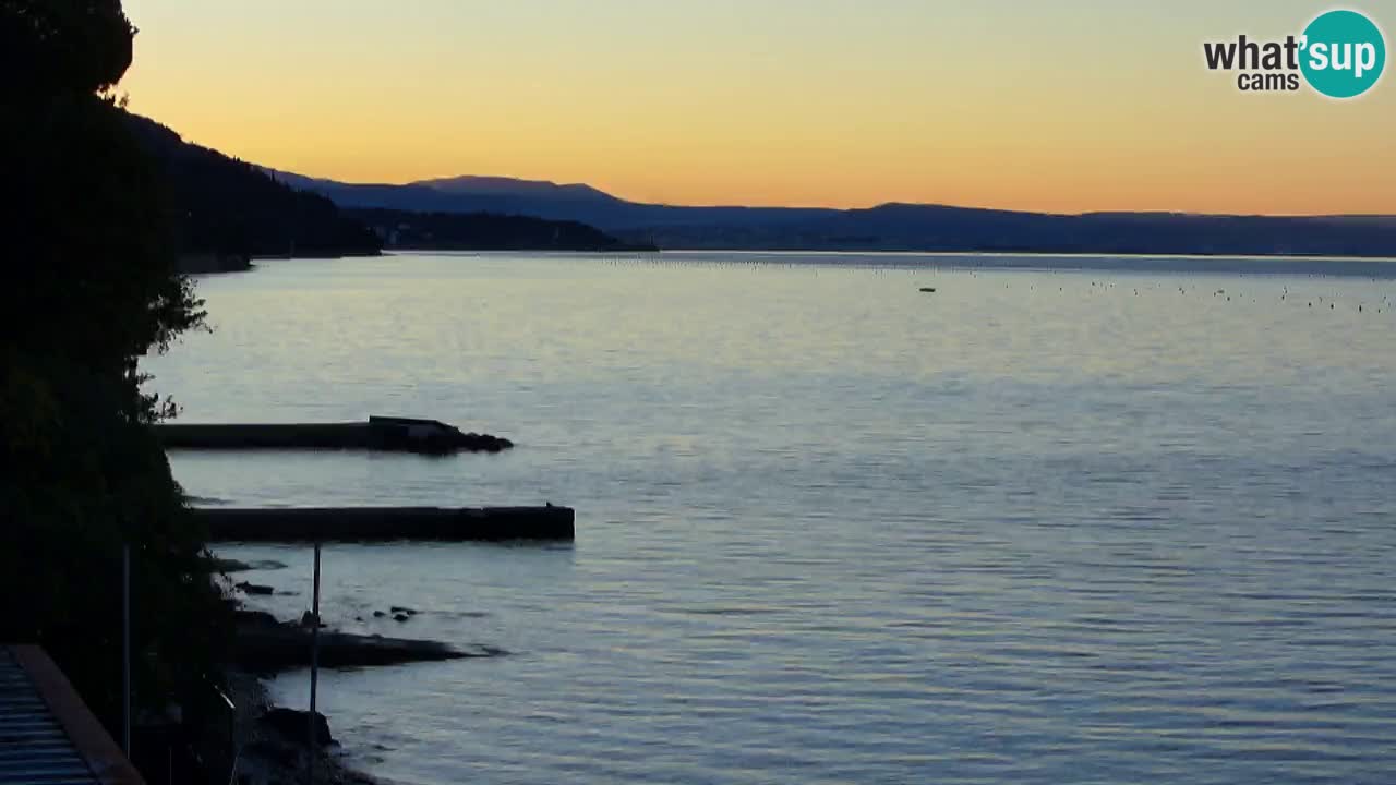 Trattoria BellaRiva webcam | Trieste costiera e castello di Miramare