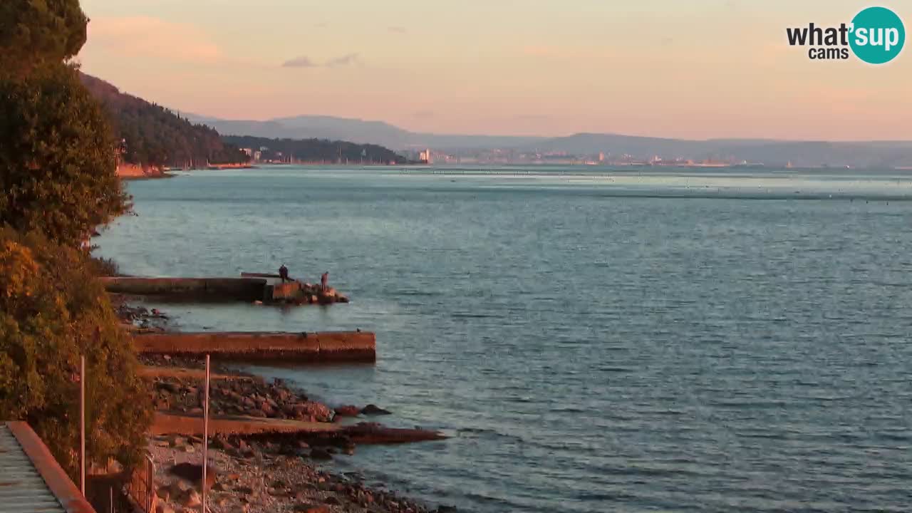 Gostilna BellaRiva kamera | Trst obala – pogled na Miramarski grad