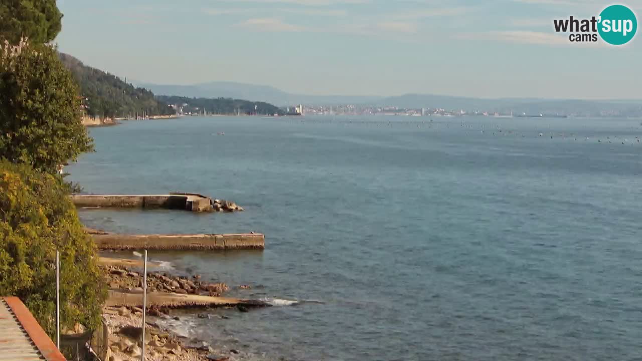 Trattoria BellaRiva webcam | Trieste costiera e castello di Miramare