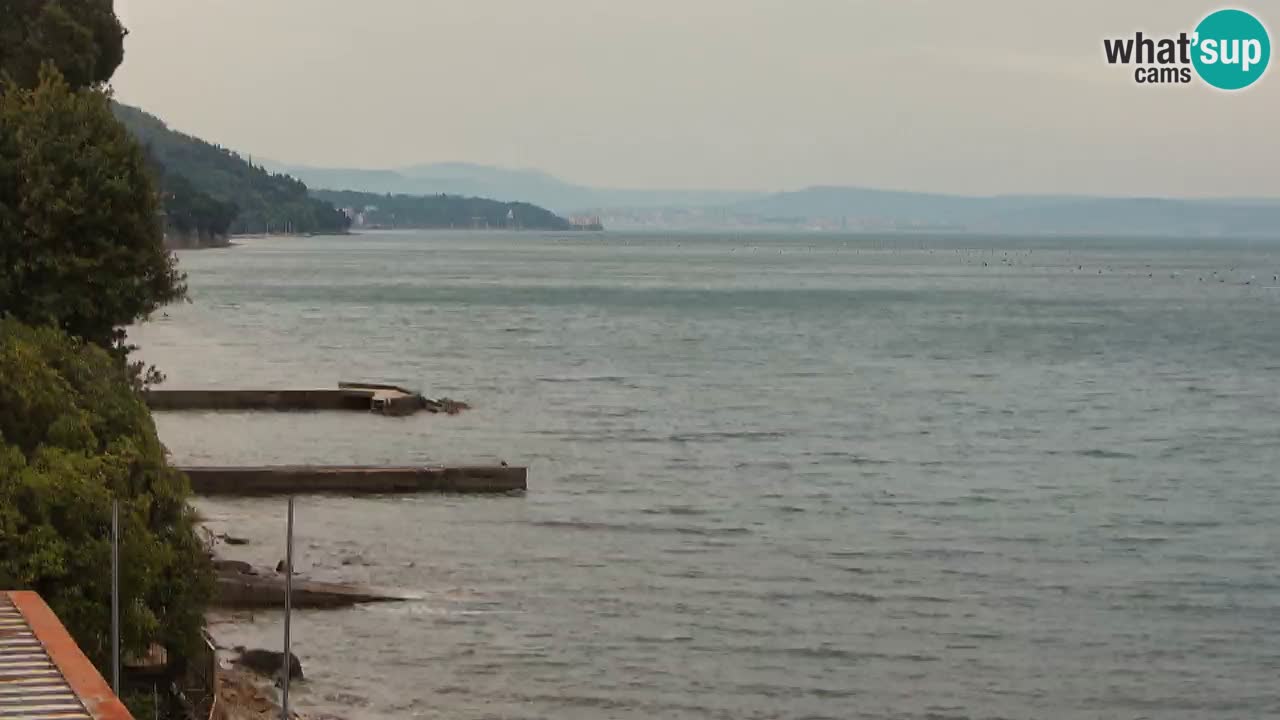 Gostilna BellaRiva kamera | Trst obala – pogled na Miramarski grad