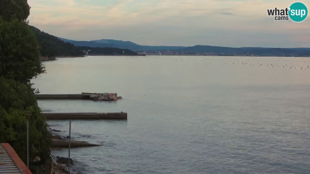 Trattoria BellaRiva webcam | Trieste costiera e castello di Miramare