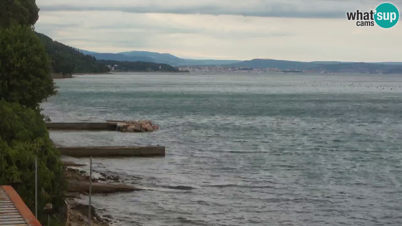 Gostilna BellaRiva kamera | Trst obala – pogled na Miramarski grad