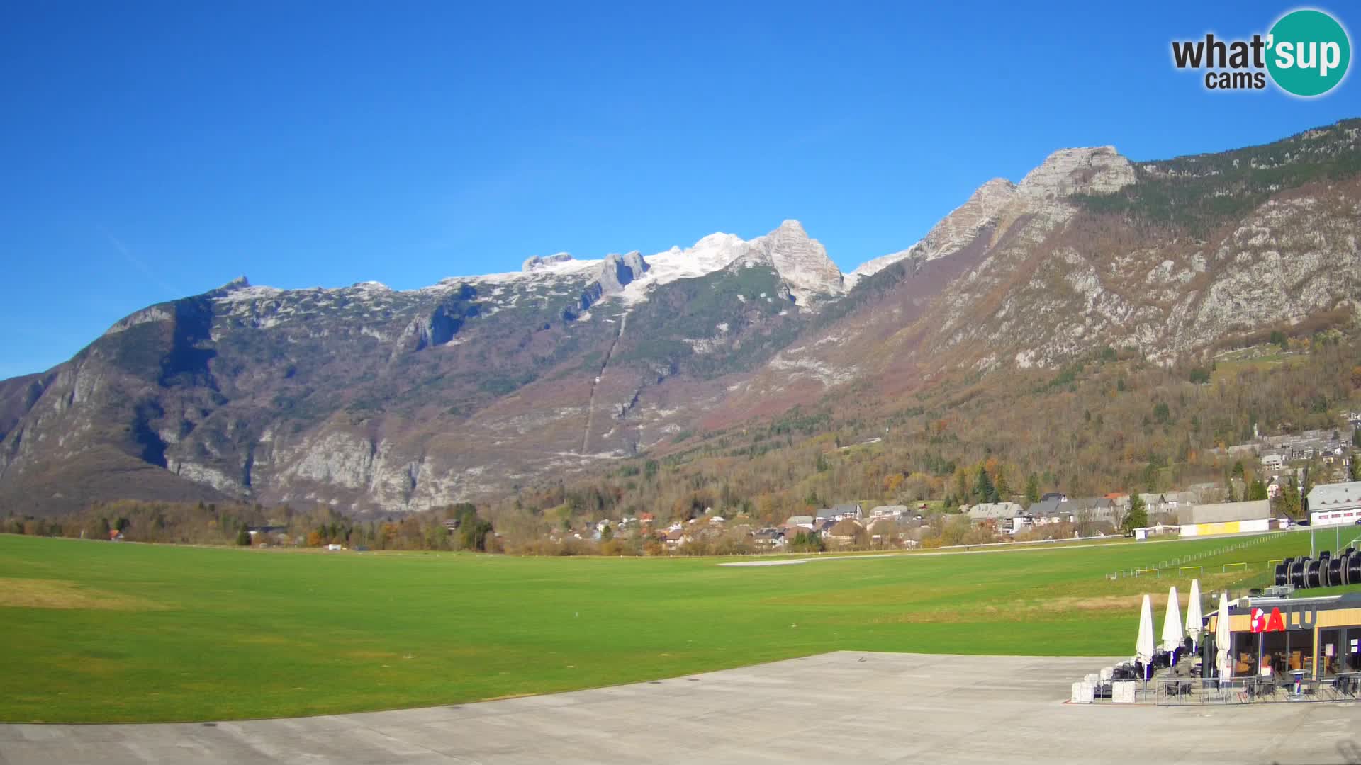 Web kamera uživo Zračna luka Bovec – Pogled na Kanin