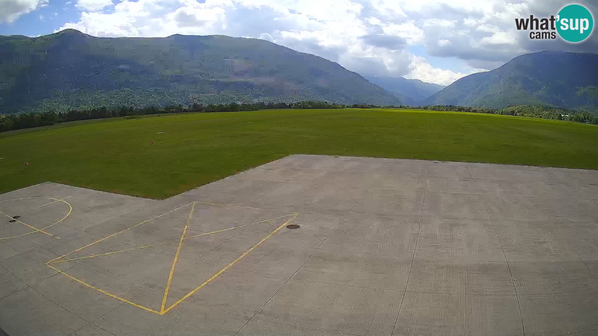 Webcam aereoporto di Bovec (Plezzo) – Vista verso il Kanin