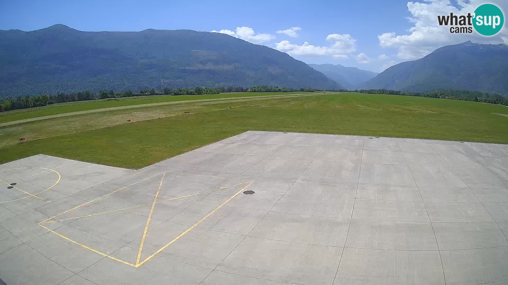 Webcam aereoporto di Bovec (Plezzo) – Vista verso il Kanin