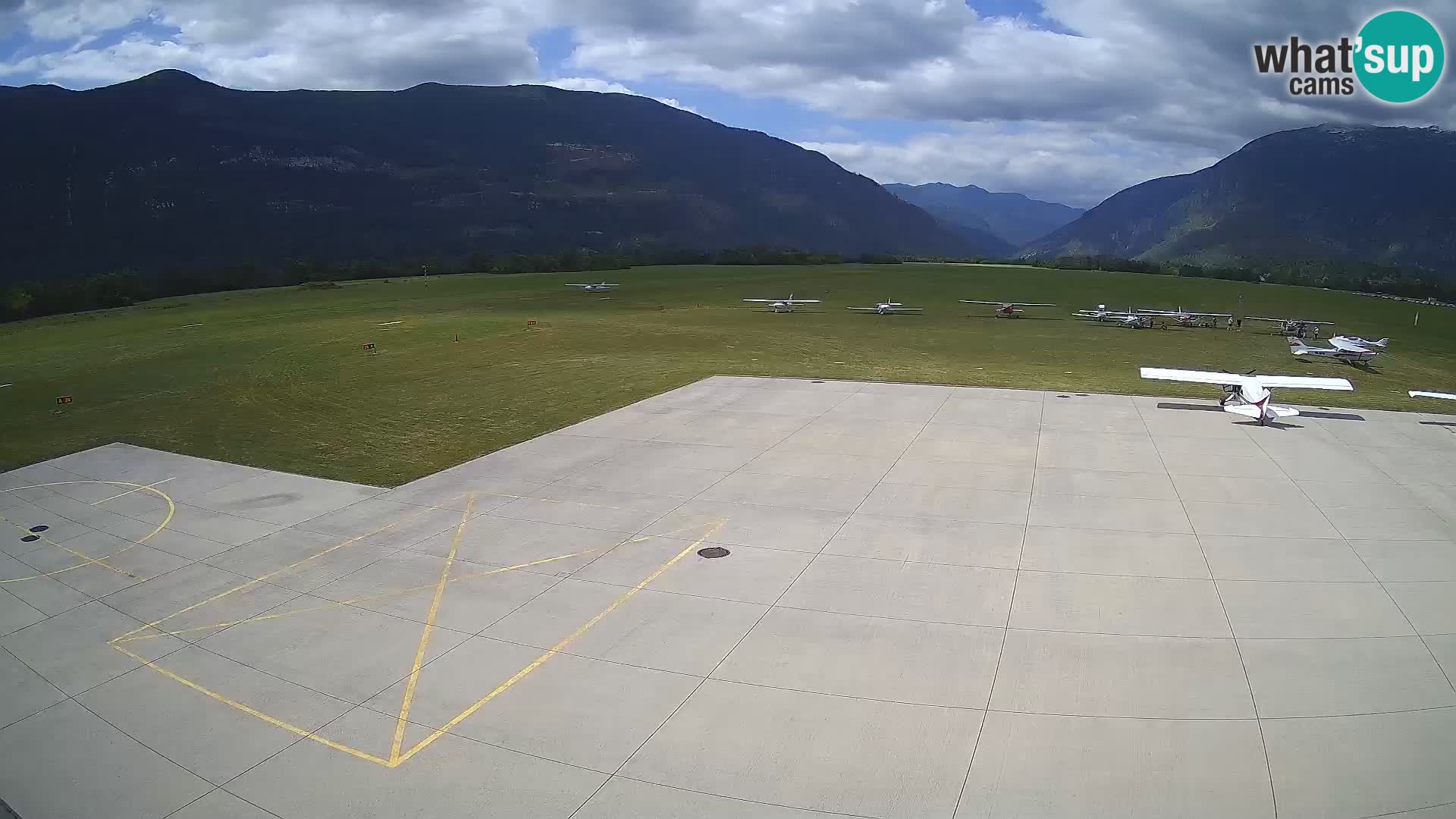 Webcam aereoporto di Bovec (Plezzo) – Vista verso il Kanin