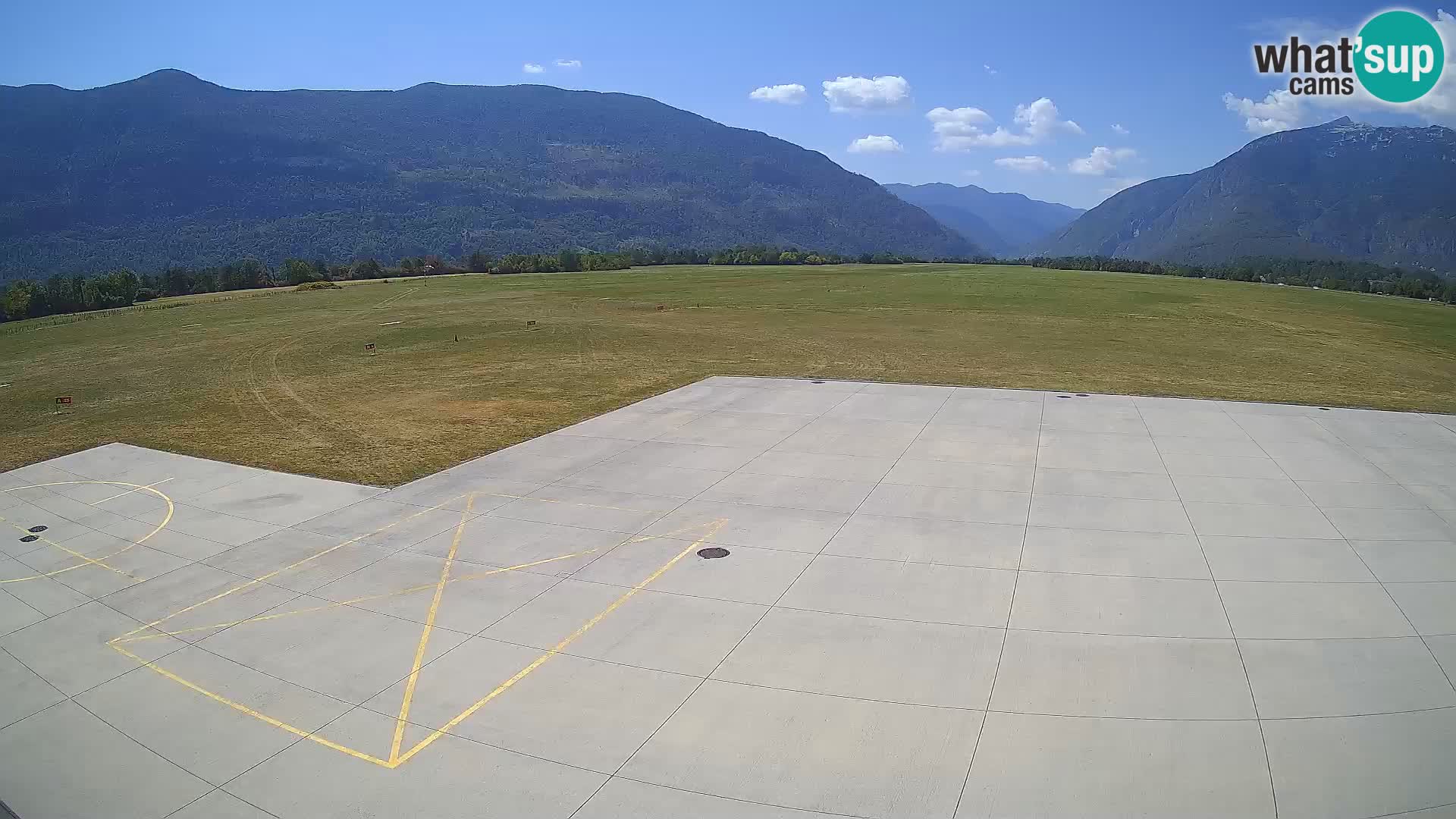 Webcam aereoporto di Bovec (Plezzo) – Vista verso il Kanin