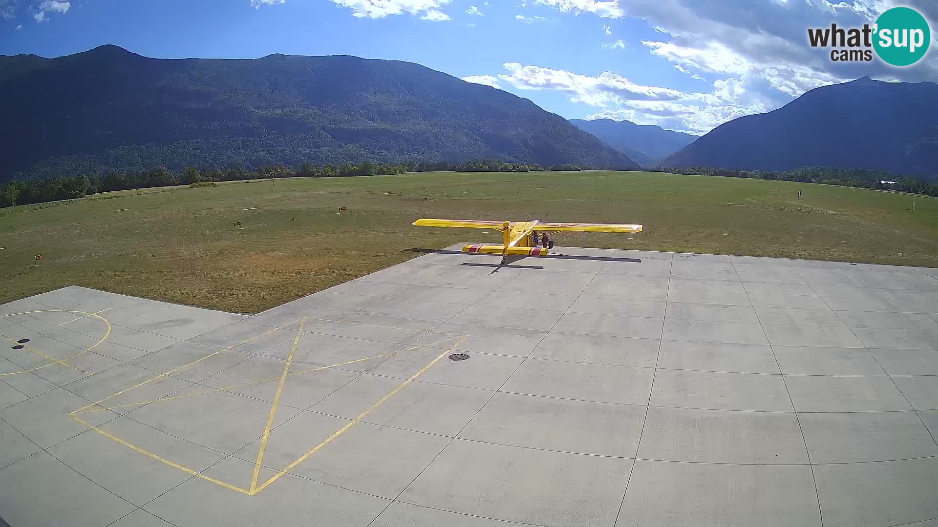 Webcam aereoporto di Bovec (Plezzo) – Vista verso il Kanin