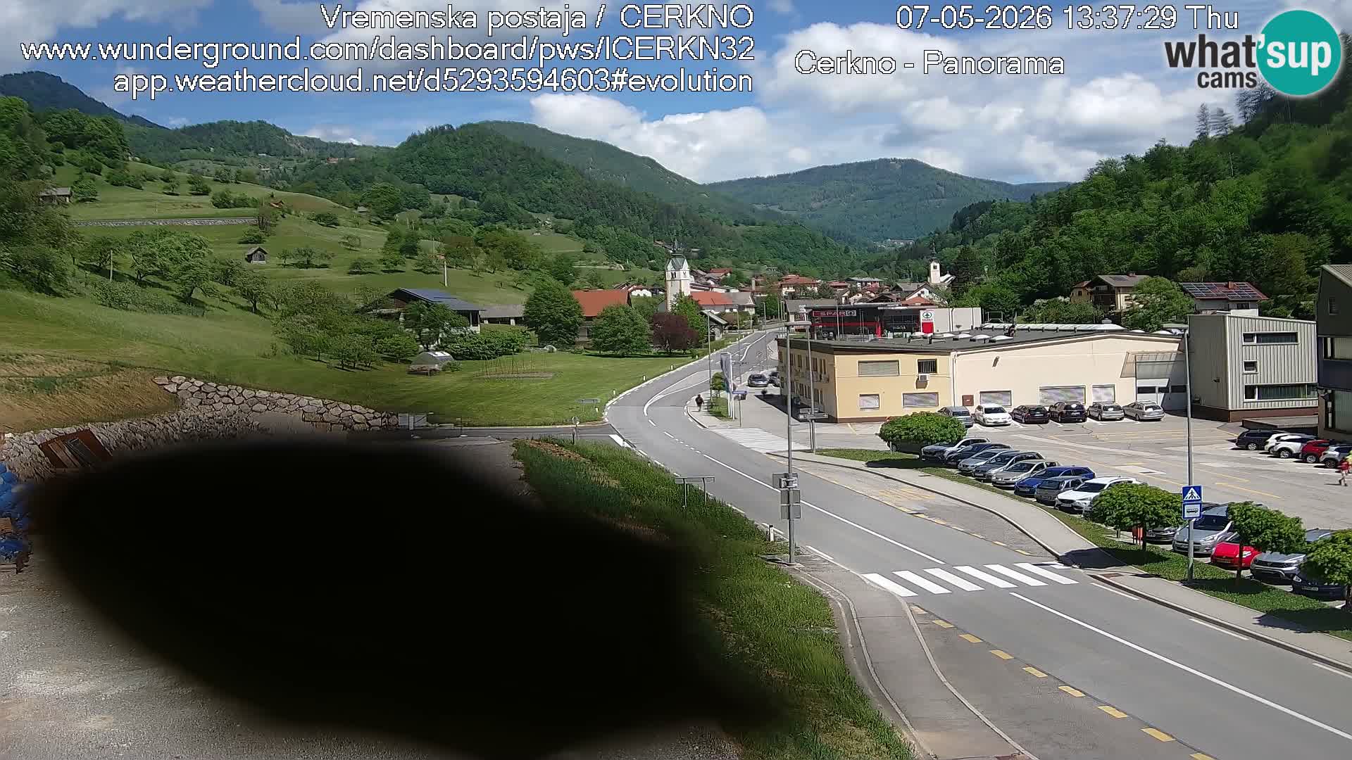 Cerkno city entrance Live Webcam