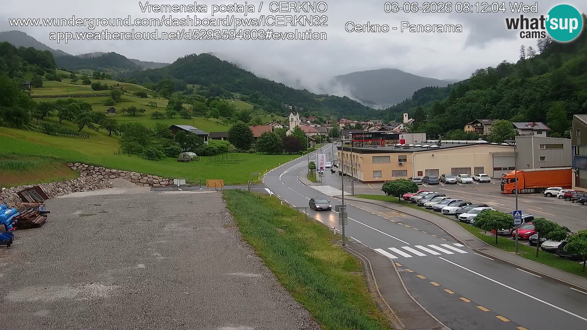 Cerkno city entrance Live Webcam