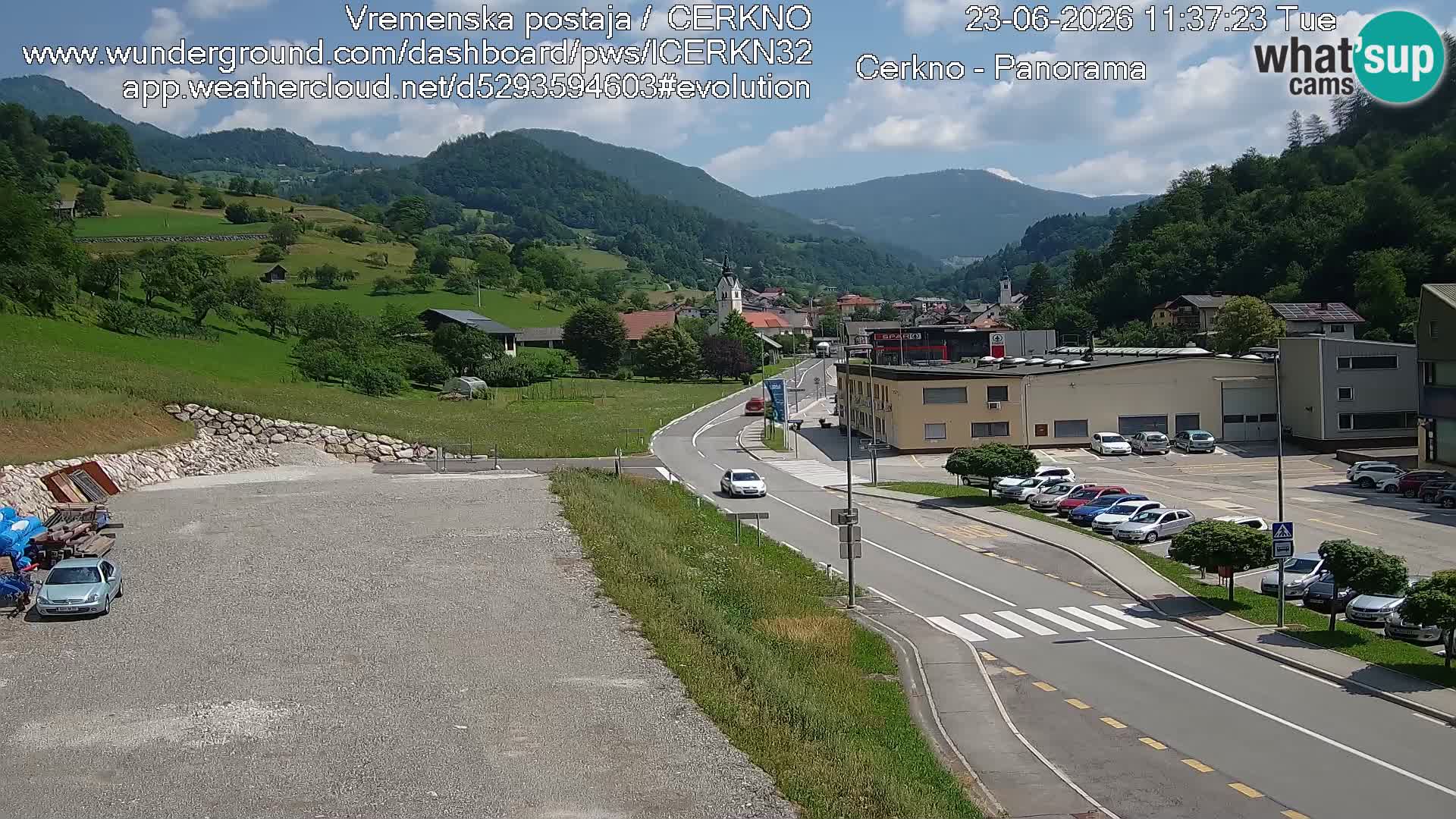 Cerkno city entrance Live Webcam