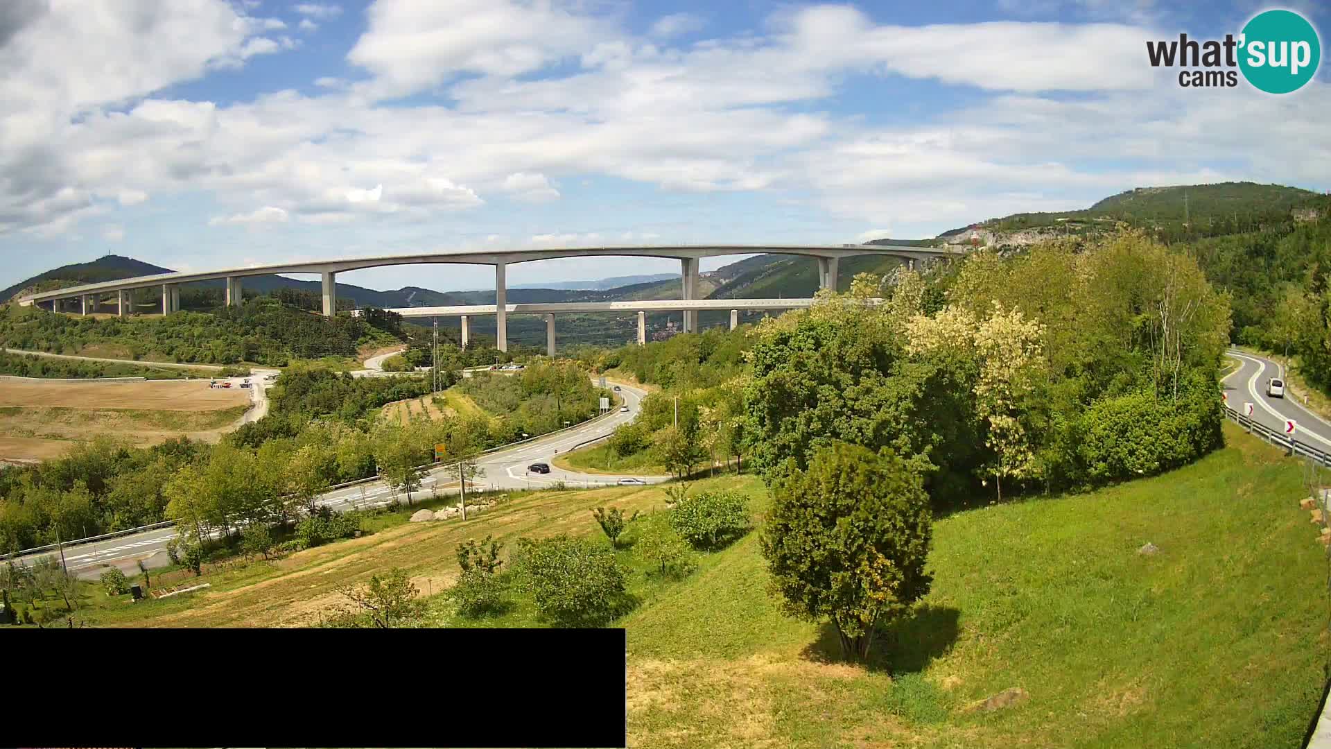 Kamera v živo Črni Kal Viadukt – pogled z Viki Burgerja